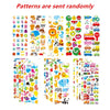 A large sheet of colorful 3D puffy stickers featuring various animals, dinosaurs, numbers, and shapes for kids.