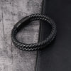 Men's Leather and Stainless Steel Bracelet with Magnetic Clasp