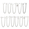 A set of eleven chrome steel punk chain belt accessories with keyrings numbered one through eleven.