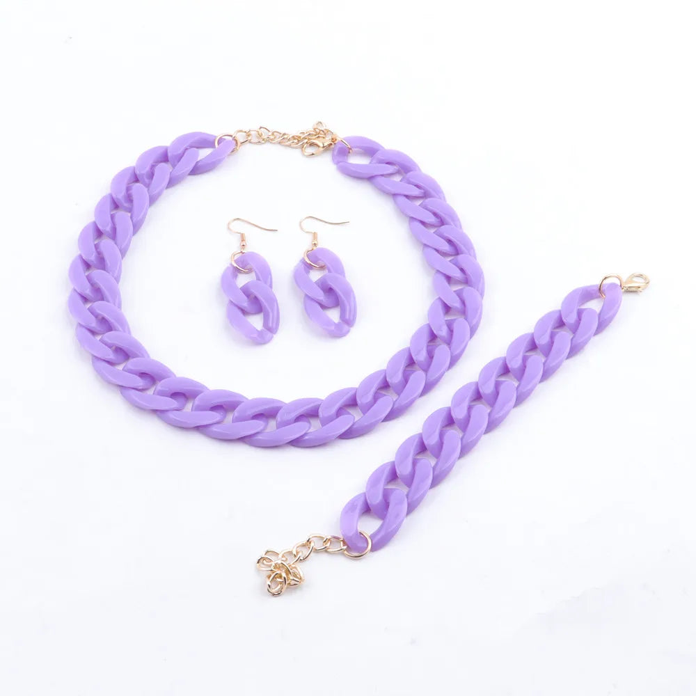 Colorful Acrylic Chain Necklace Set for Women