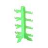 A bright green stackable display stand designed for holding sunglasses and reading glasses.