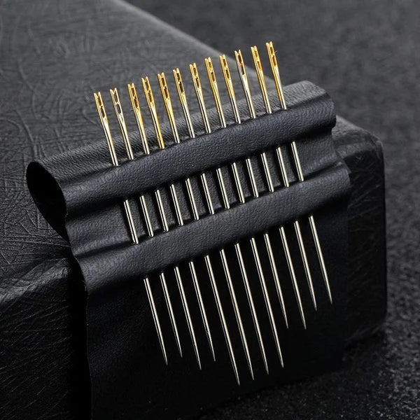 Self-Threading Stainless Steel Sewing Needles (12-Pack)