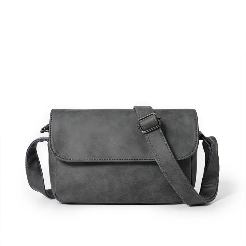 Vintage Leather Crossbody Bag for Men – Compact Messenger Shoulder Bag