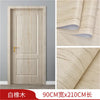 Light wood grain self-adhesive wallpaper for a door showing texture and application examples