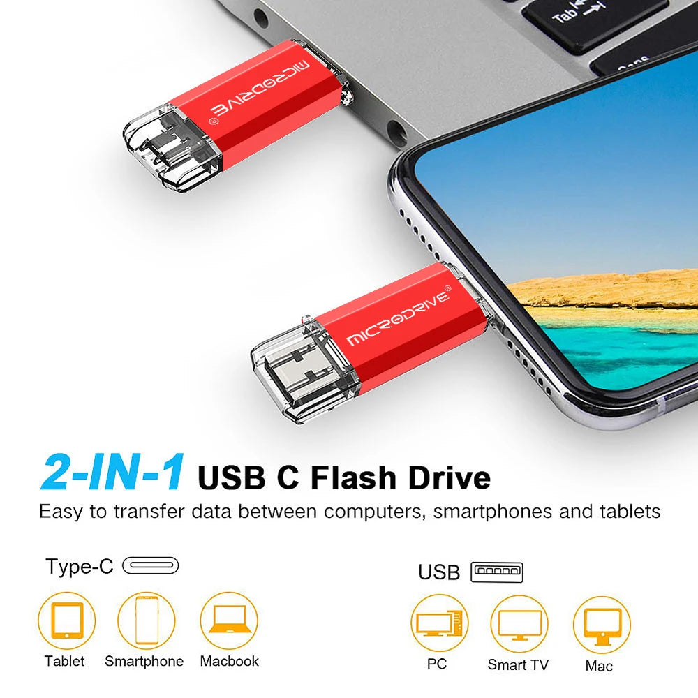 USB-C OTG Flash Drive for Phones, Tablets, and Computers