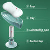 Diagram showing the components of a leaf-shaped suction cup soap dish including the soap, tray, connecting pipe, and suction 