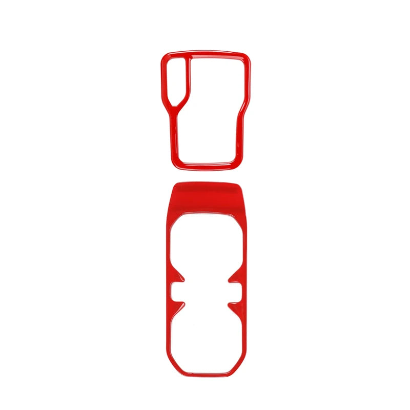 Red ABS gear shift panel and cup holder trim cover for Jeep Wrangler JL and Gladiator JT