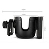Black universal stroller cup and phone holder with adjustable arm.