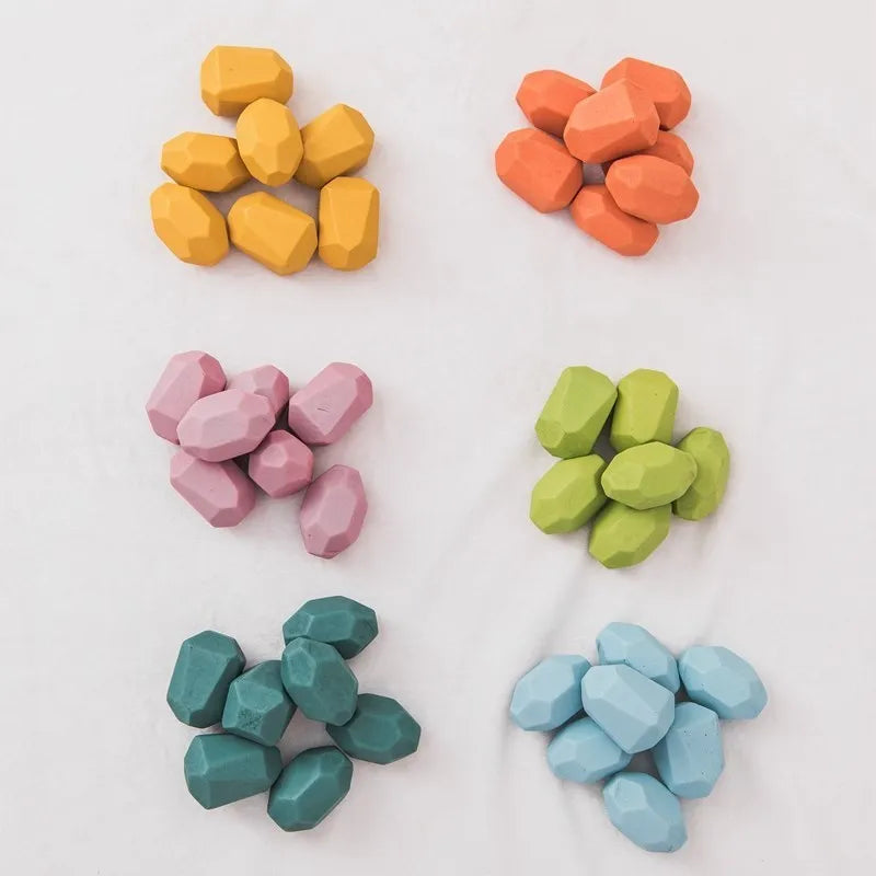 Wooden Rainbow Stacking Stones – Montessori Balancing Blocks for Kids