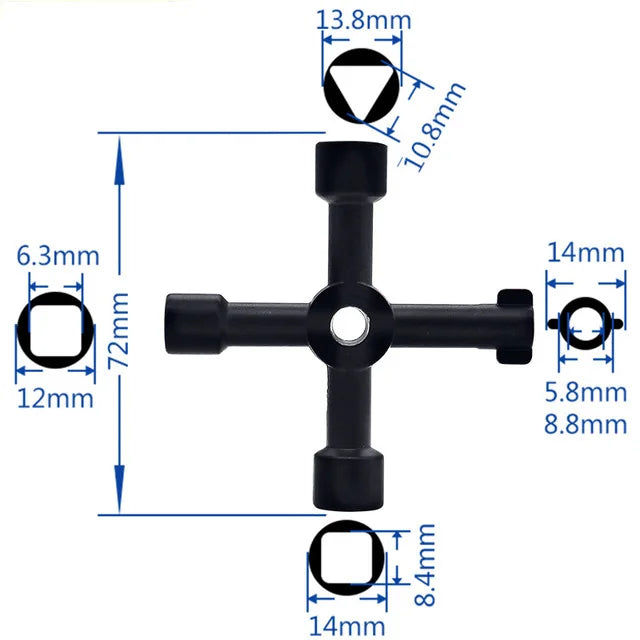 4-Way Universal Utility Wrench Set for Cabinet and Valve Access