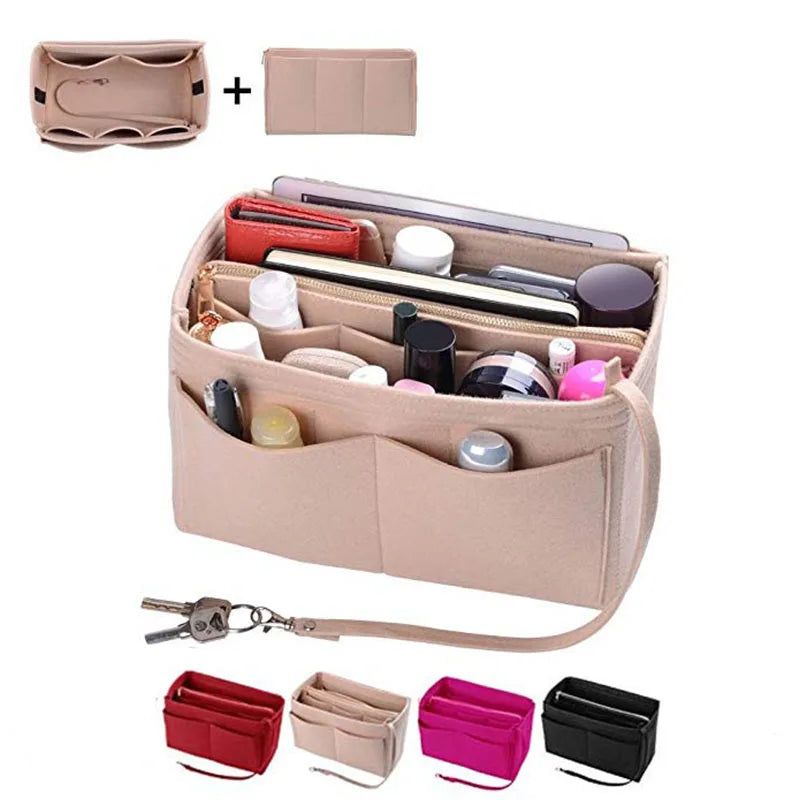 Felt Purse Organizer with Detachable Wallet Pocket