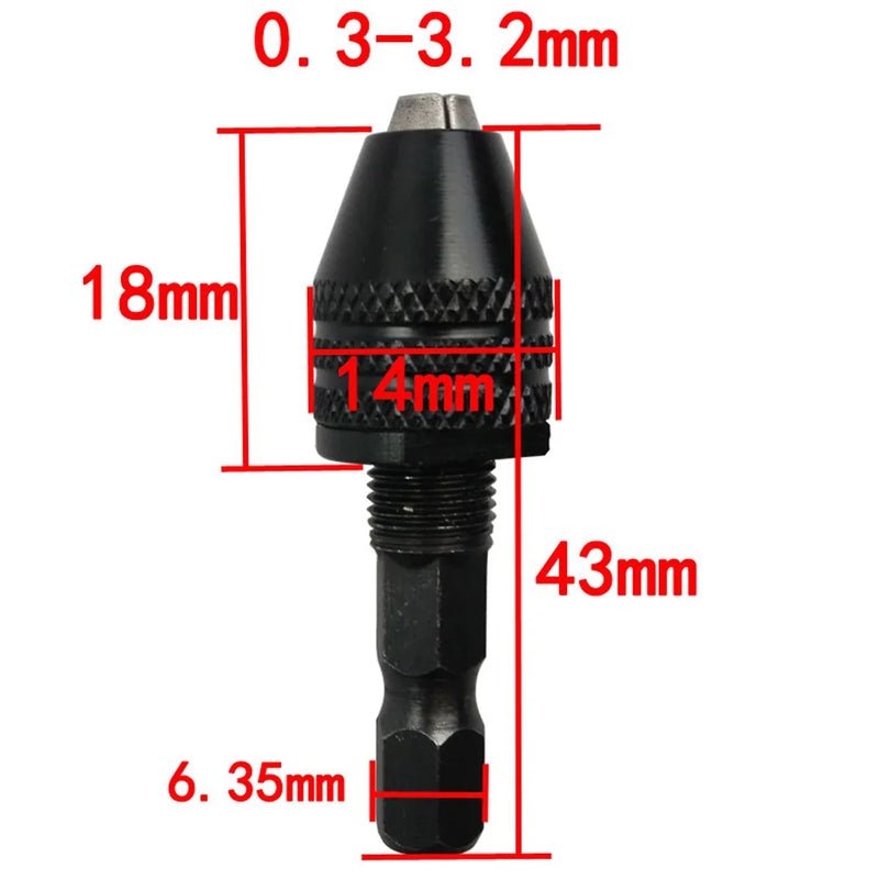 Mini Keyless Drill Chuck Adapter - 1/4" Hex Shank