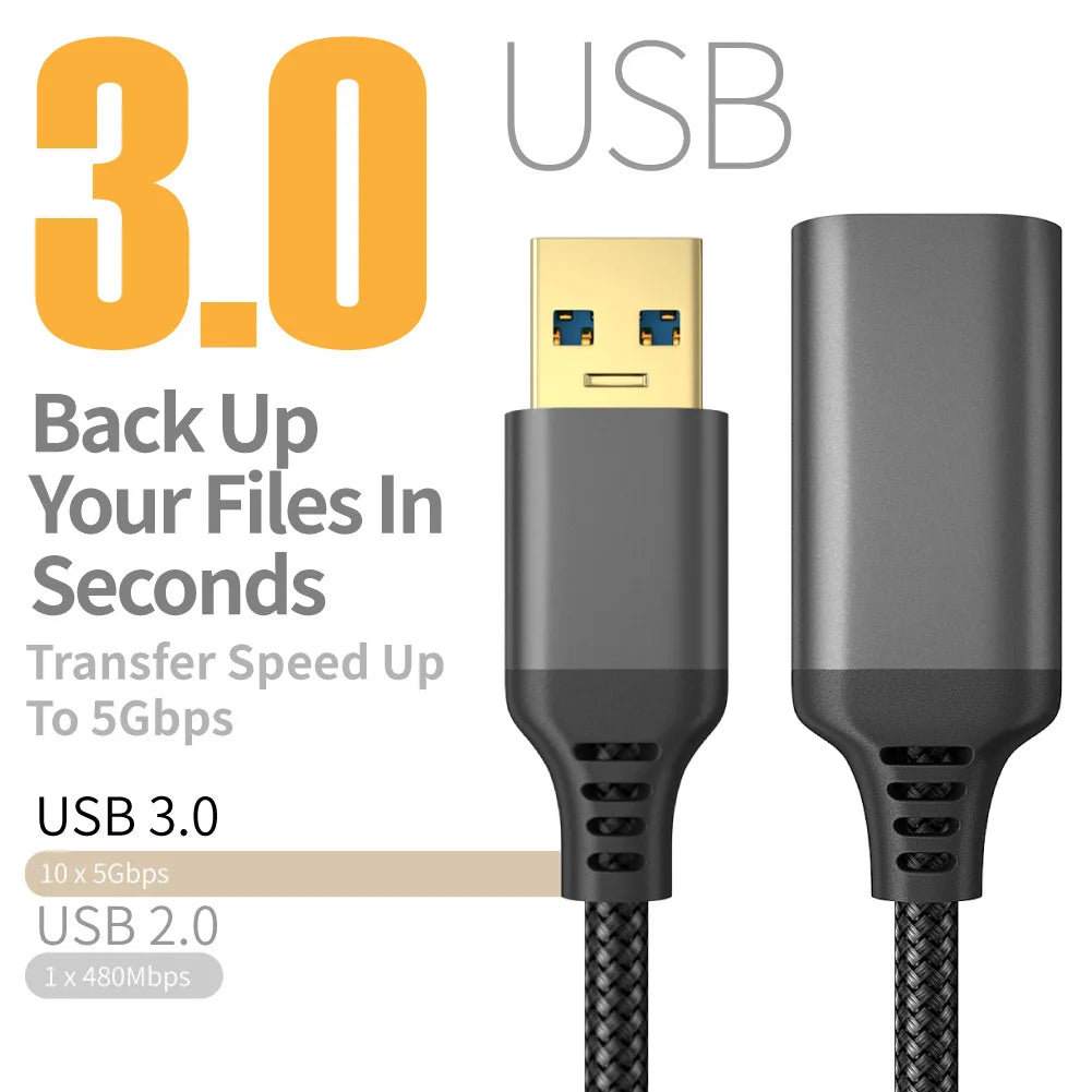 Nylon Braided USB 3.0 Extension Cable