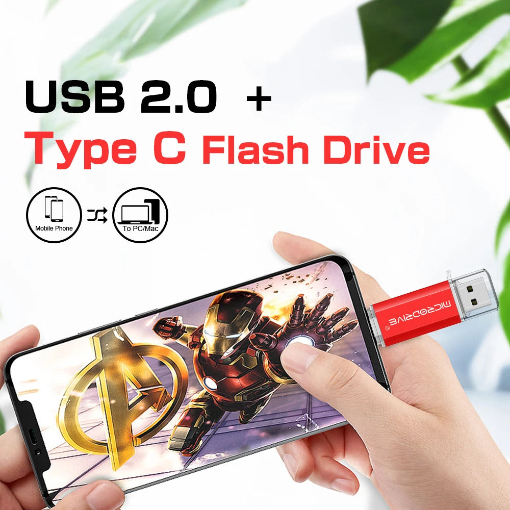 USB-C OTG Flash Drive for Phones, Tablets, and Computers
