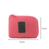 A pink compact travel cable organizer bag shown from the top, with dimensions of 12cm by 15cm.