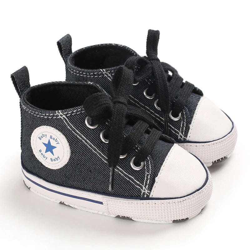 Classic Canvas First Walker Shoes for Babies with Star Print