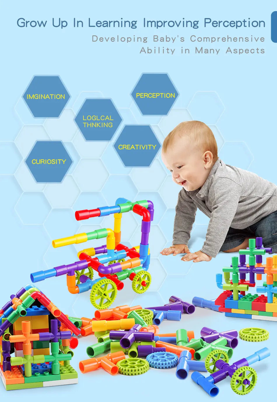Montessori Water Pipe Building Blocks - DIY Construction Toy for Kids
