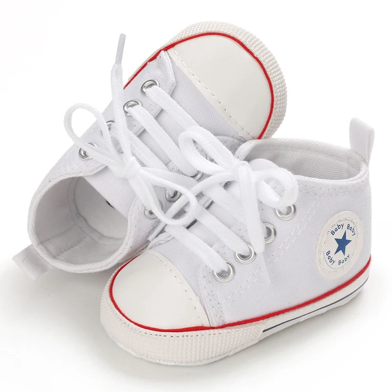 Classic Canvas First Walker Shoes for Babies with Star Print