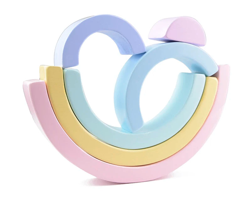 Wooden Rainbow Stacking Blocks - Montessori Educational Toy for Kids