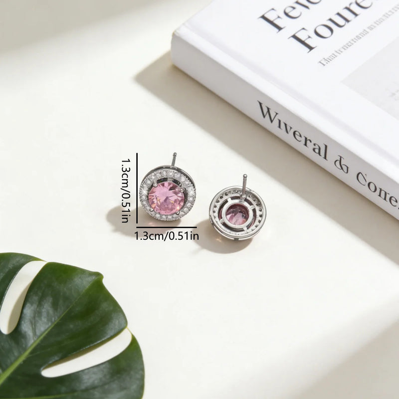 Purple & Pink Zirconia Hoop Earrings