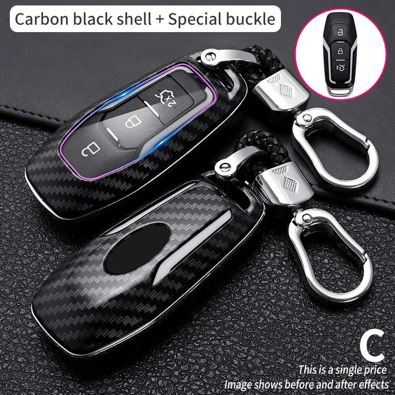 Carbon Fiber Car Key Cover for Ford Models