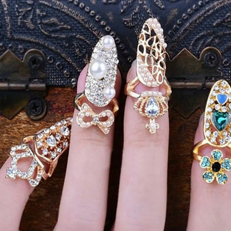 Crystal Crown Bowknot Nail Ring