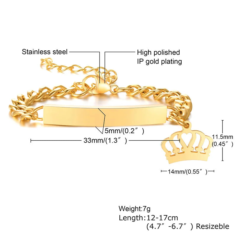 Personalized Stainless Steel Name Bracelet for Baby and Mom
