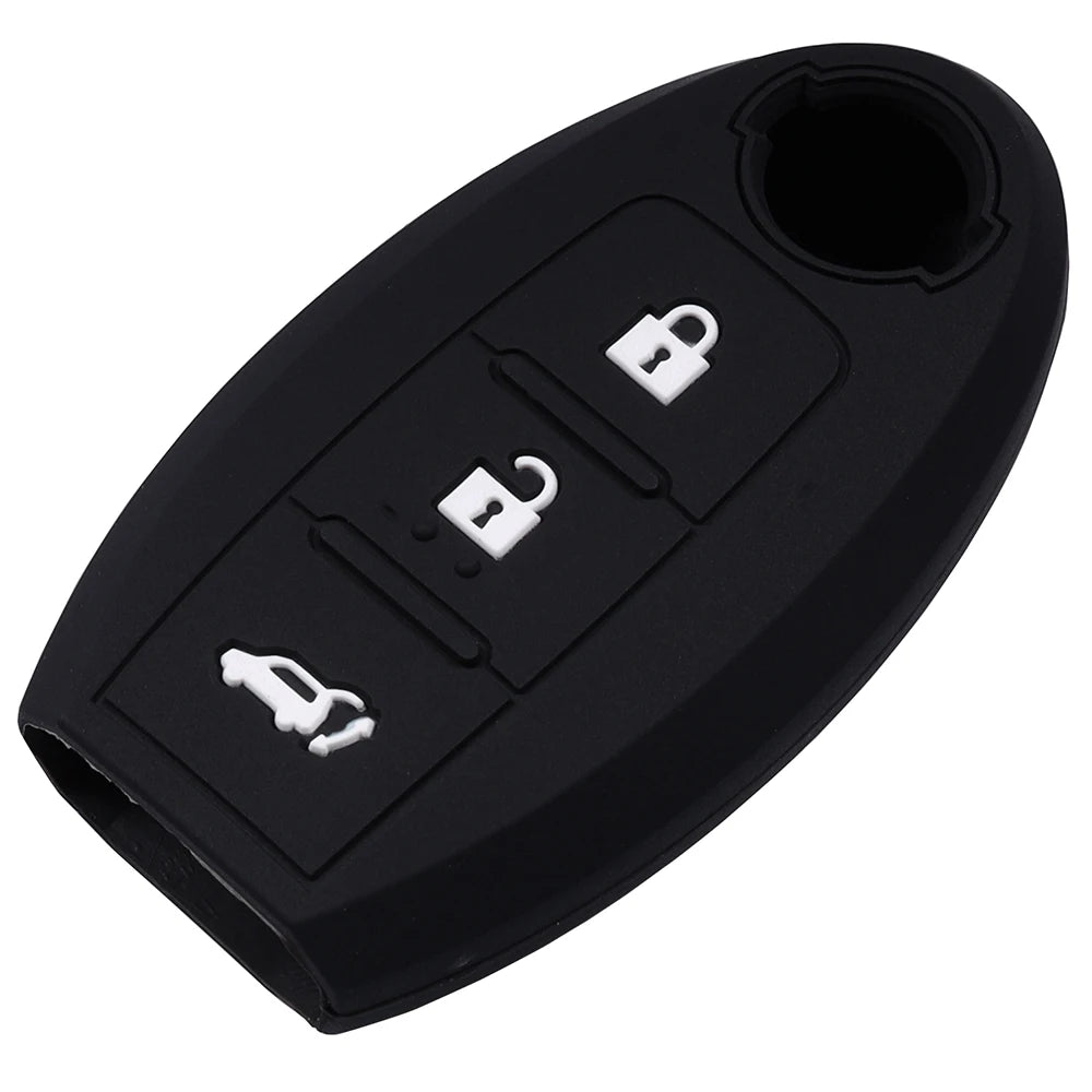 Black silicone key fob cover with three slots for keys