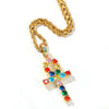 Rainbow Ankh Cross Pendant Necklace