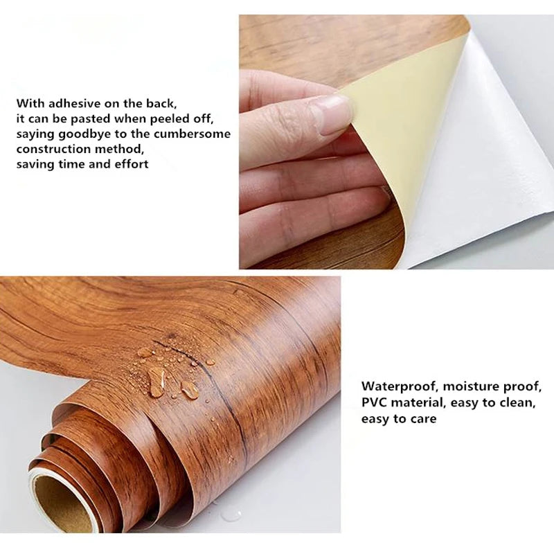 Realistic Wood Grain Self-Adhesive Wall Decals