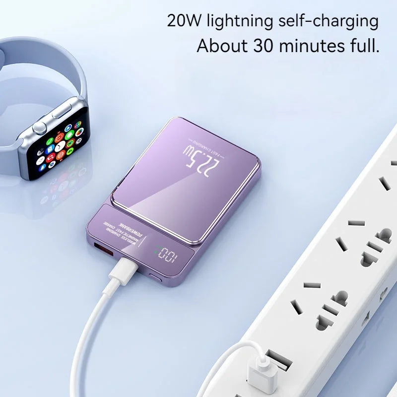 Slim Magnetic Wireless Power Bank with LED Display