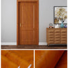 Close-up of a vertical wooden door featuring a warm wood grain texture and modern design.