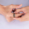 Men's Black Stainless Steel Wedding Band with Double Groove Detail