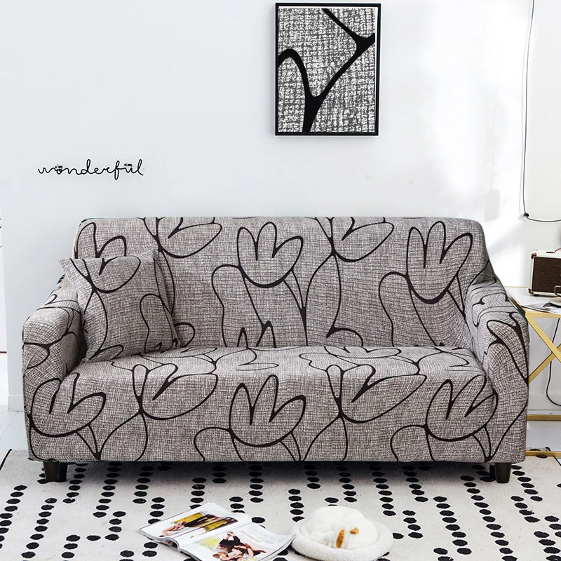 Slip-Resistant Stretch Sofa Cover with Floral Design