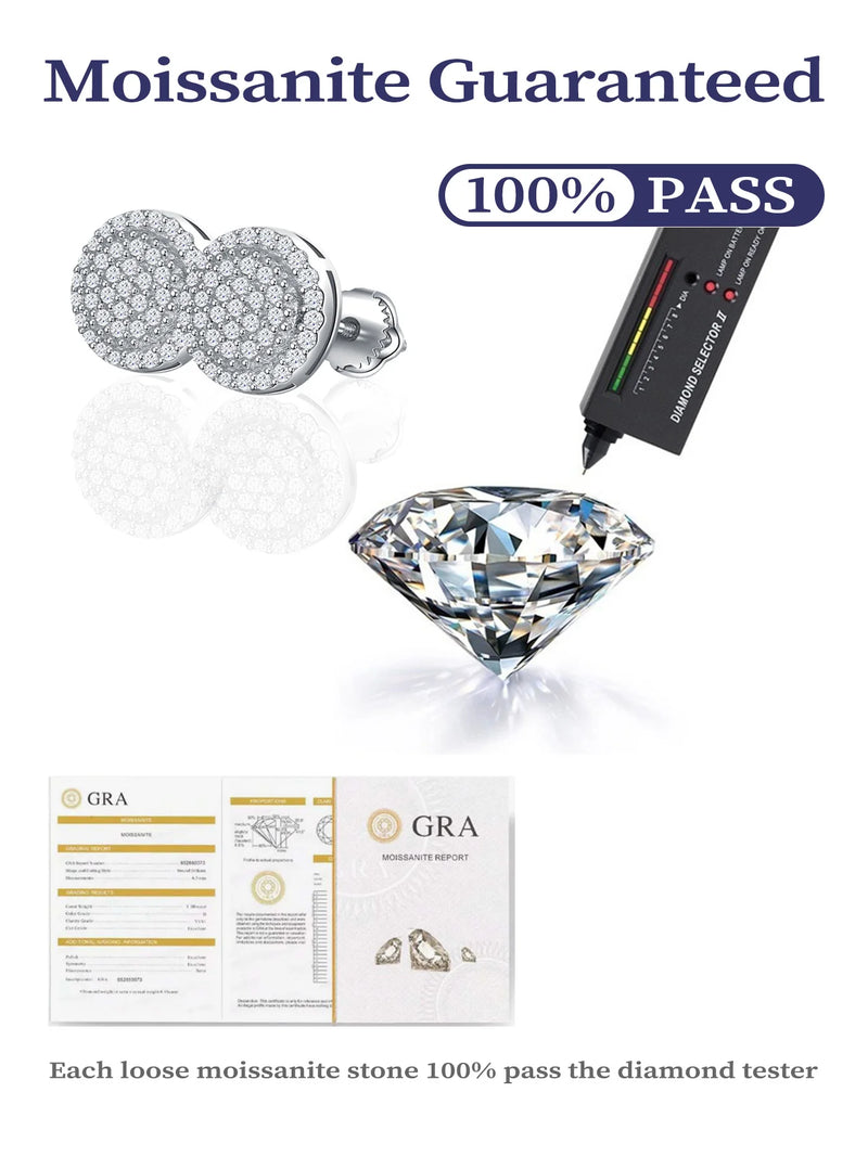 Round Brilliant Moissanite Stud Earrings in Sterling Silver