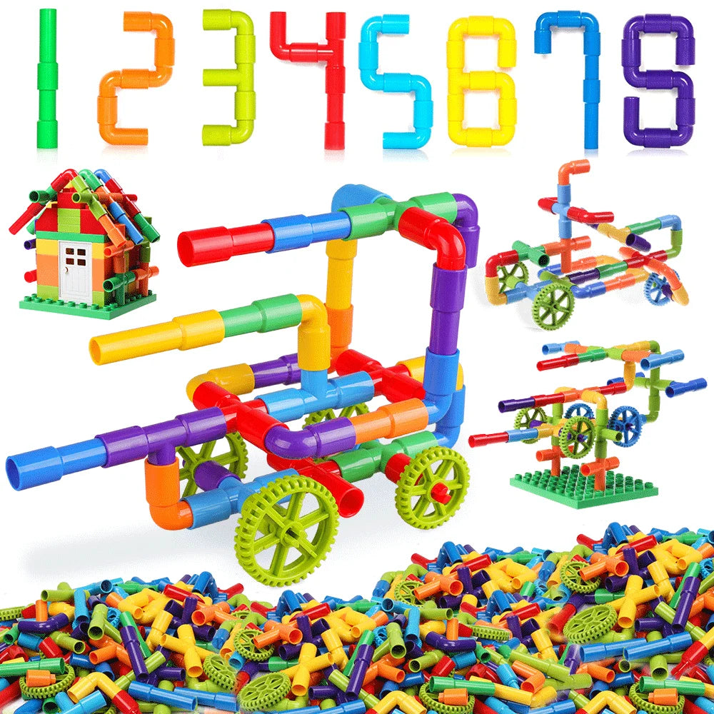 Montessori Water Pipe Building Blocks - DIY Construction Toy for Kids