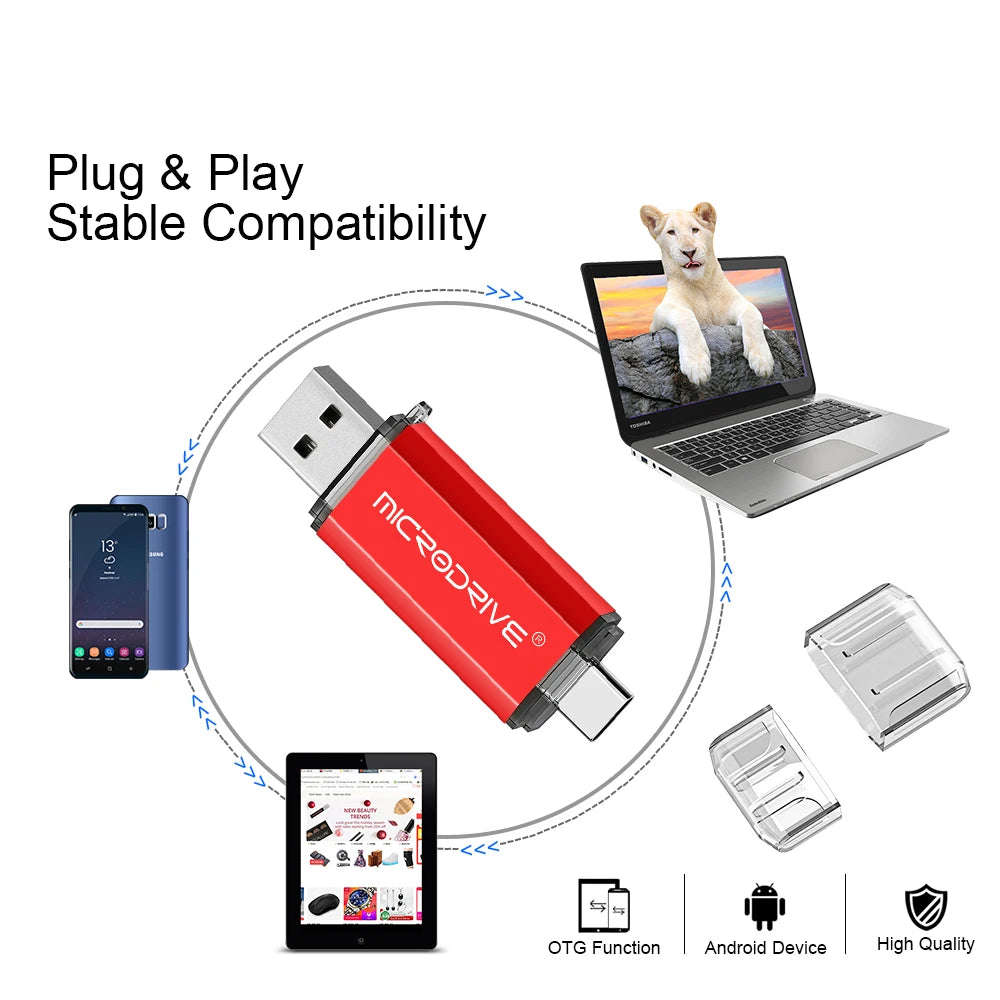 USB-C OTG Flash Drive for Phones, Tablets, and Computers