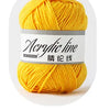 A ball of bright yellow acrylic line yarn labeled as 05 gold thread.