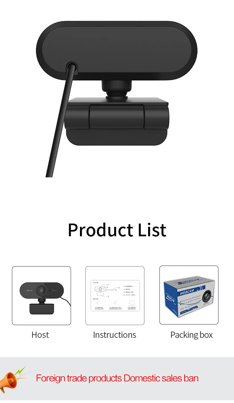 1080P Full HD USB Webcam with Built-in Microphone