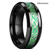 Men's Black Stainless Steel Wedding Band with Double Groove Detail