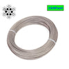 A coil of marine-grade T316 stainless steel cable, 164 feet long, used for railing systems.