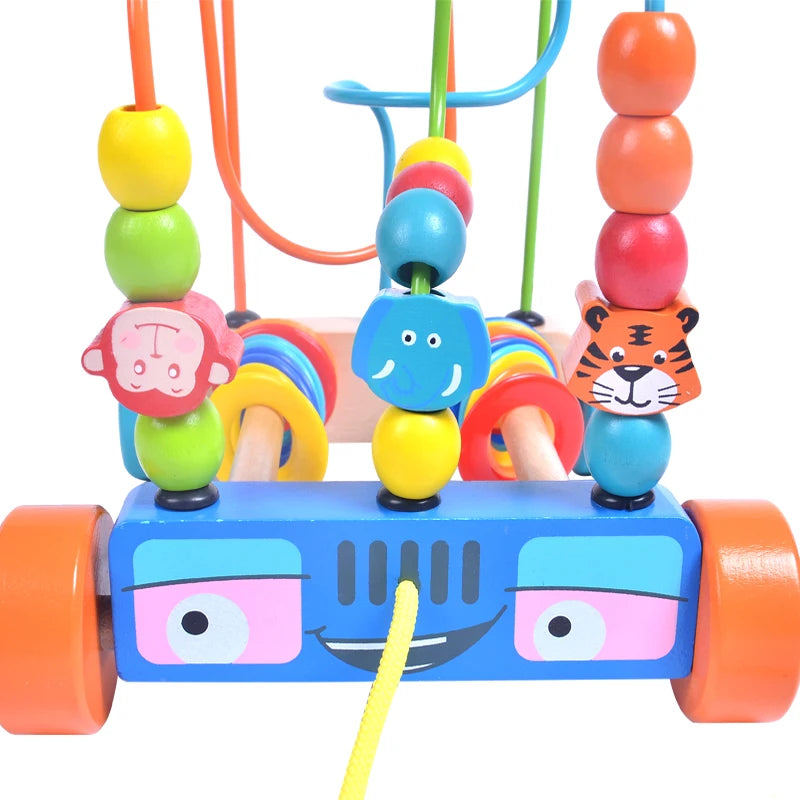 Wooden Pull-Along Bead Maze Toy