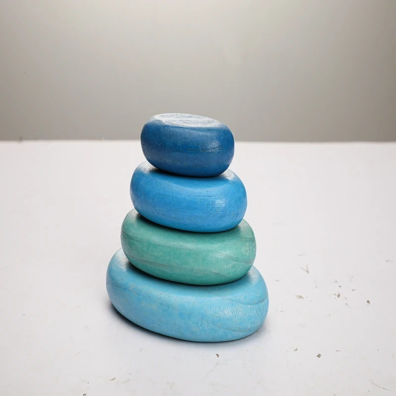 Wooden Rainbow Stacking Stones - Montessori Balancing Blocks for Kids