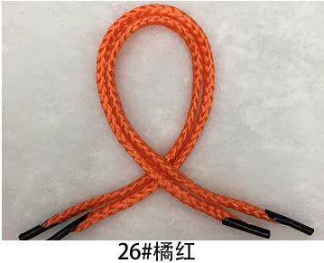 A bundle of orange polypropylene string rope, labeled 26# 橋红, shown crossed and looped.