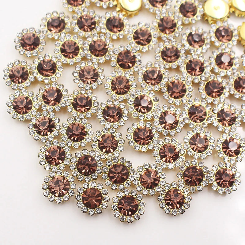 Gold Claw Sunflower Rhinestones for Sew-On Crafts