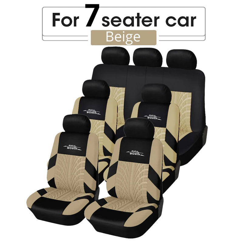 Universal Car Seat Covers Set with Track Detail Design