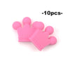 Ten pink silicone crown beads for jewelry making and DIY crafts