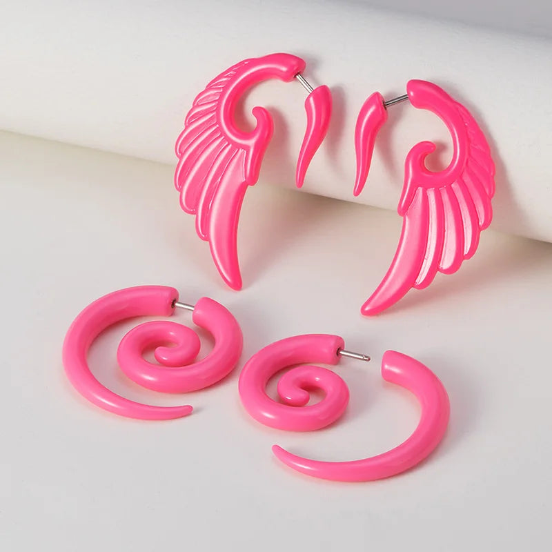 Pendientes de espiral acrílicos tipo túnel falso