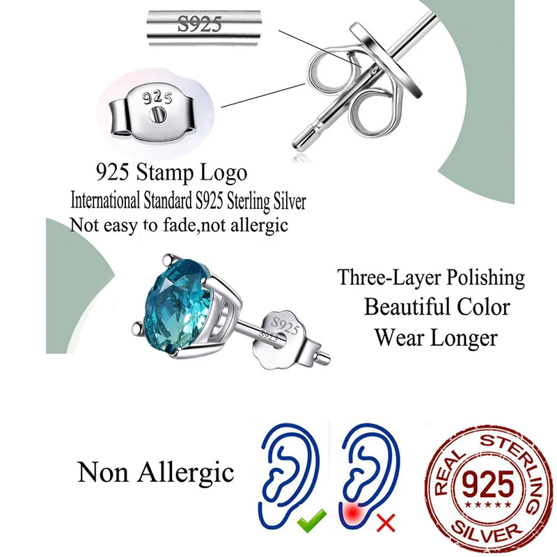 8mm Round Cubic Zirconia Stud Earrings in Sterling Silver