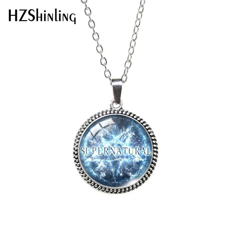 Destiel-Inspired Glass Cabochon Pendant Necklace